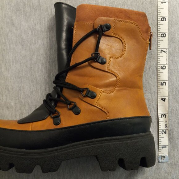 Bamboo Womens Ankle Boots Brown Black Lace Up Combat Snow Size 7 - Picture 12 of 13